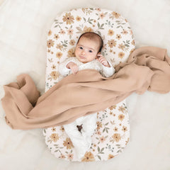 Close-up of Konssy Flourish Cream fabric texture highlighting softness and durability