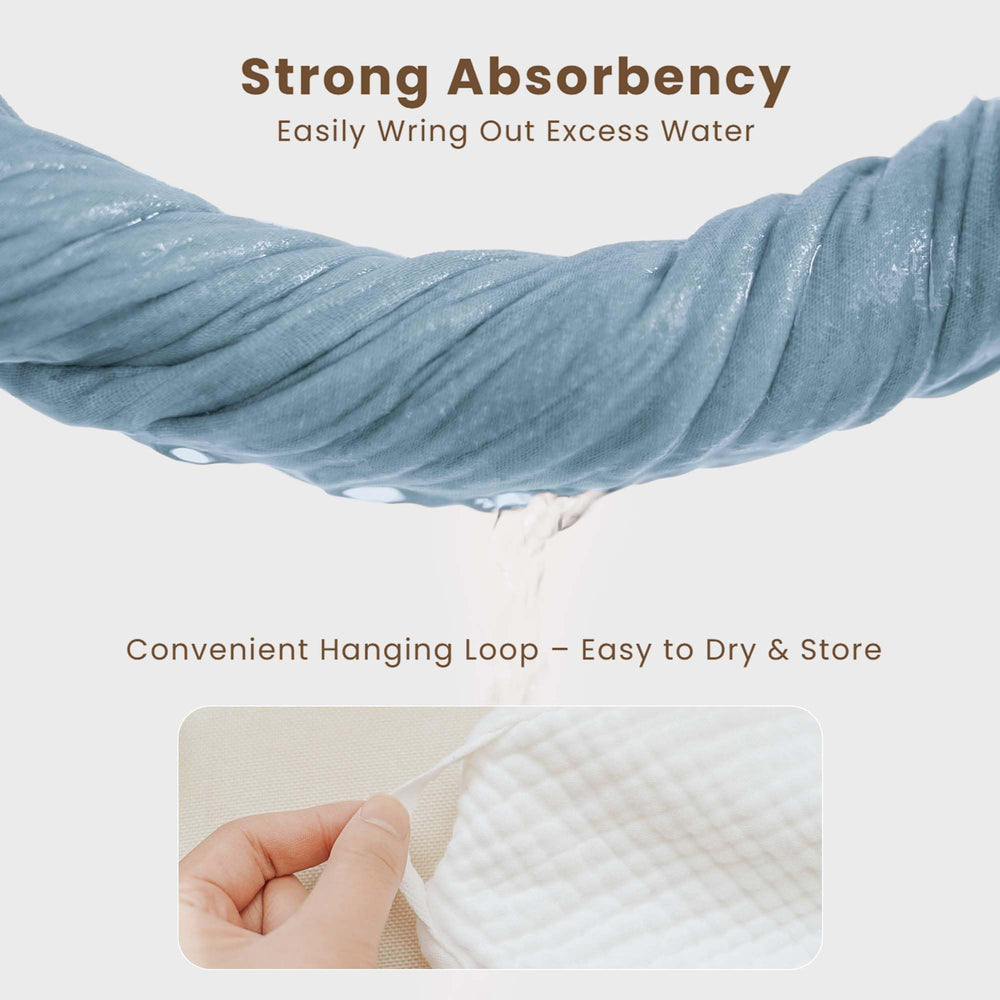 Konssy hooded baby towel hood detail demonstrates warmth and quick hair drying after bath.
