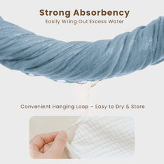 Konssy hooded baby towel hood detail demonstrates warmth and quick hair drying after bath.