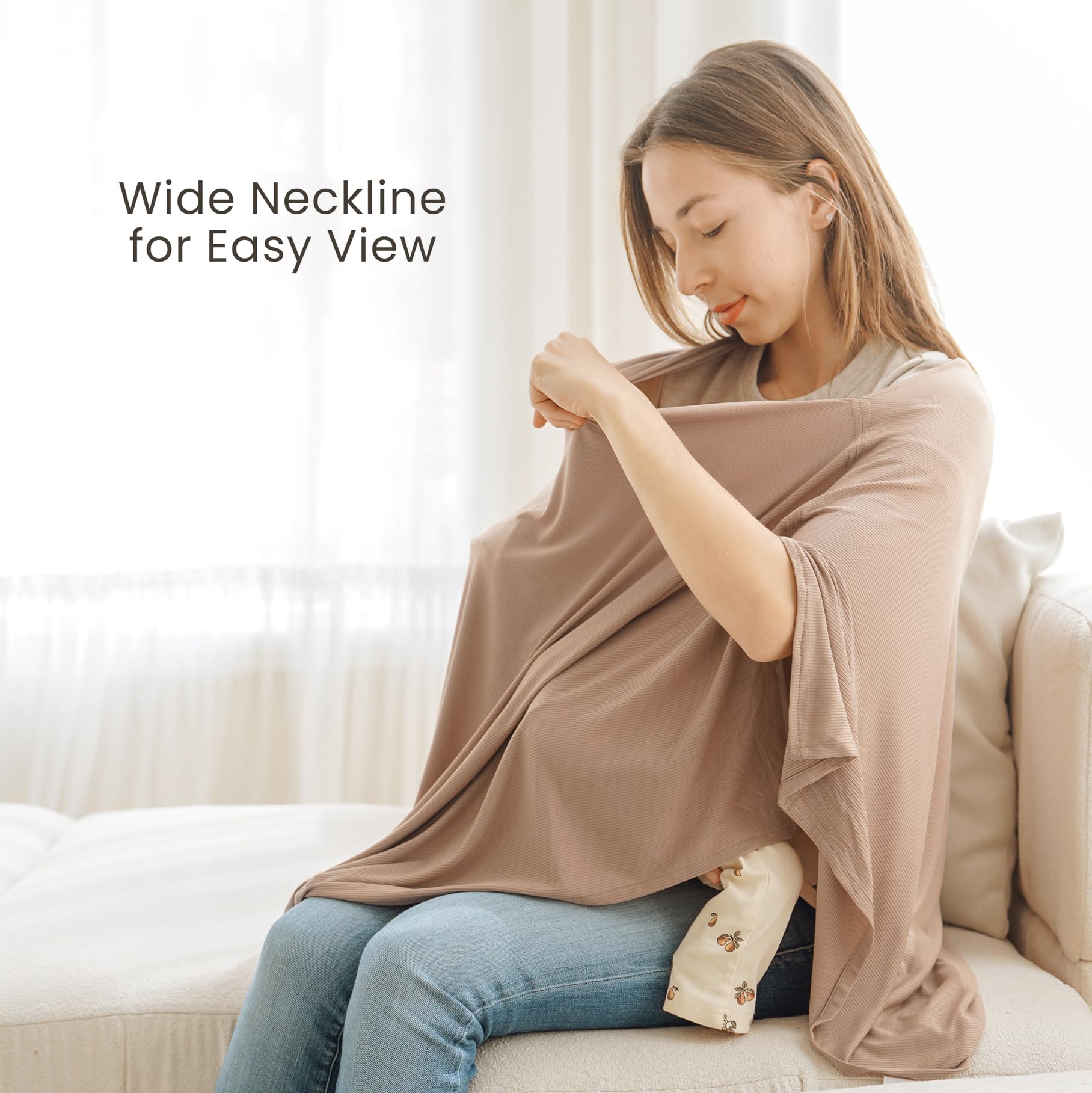Full-coverage Konssy nursing cover that stays comfortable and discreet.