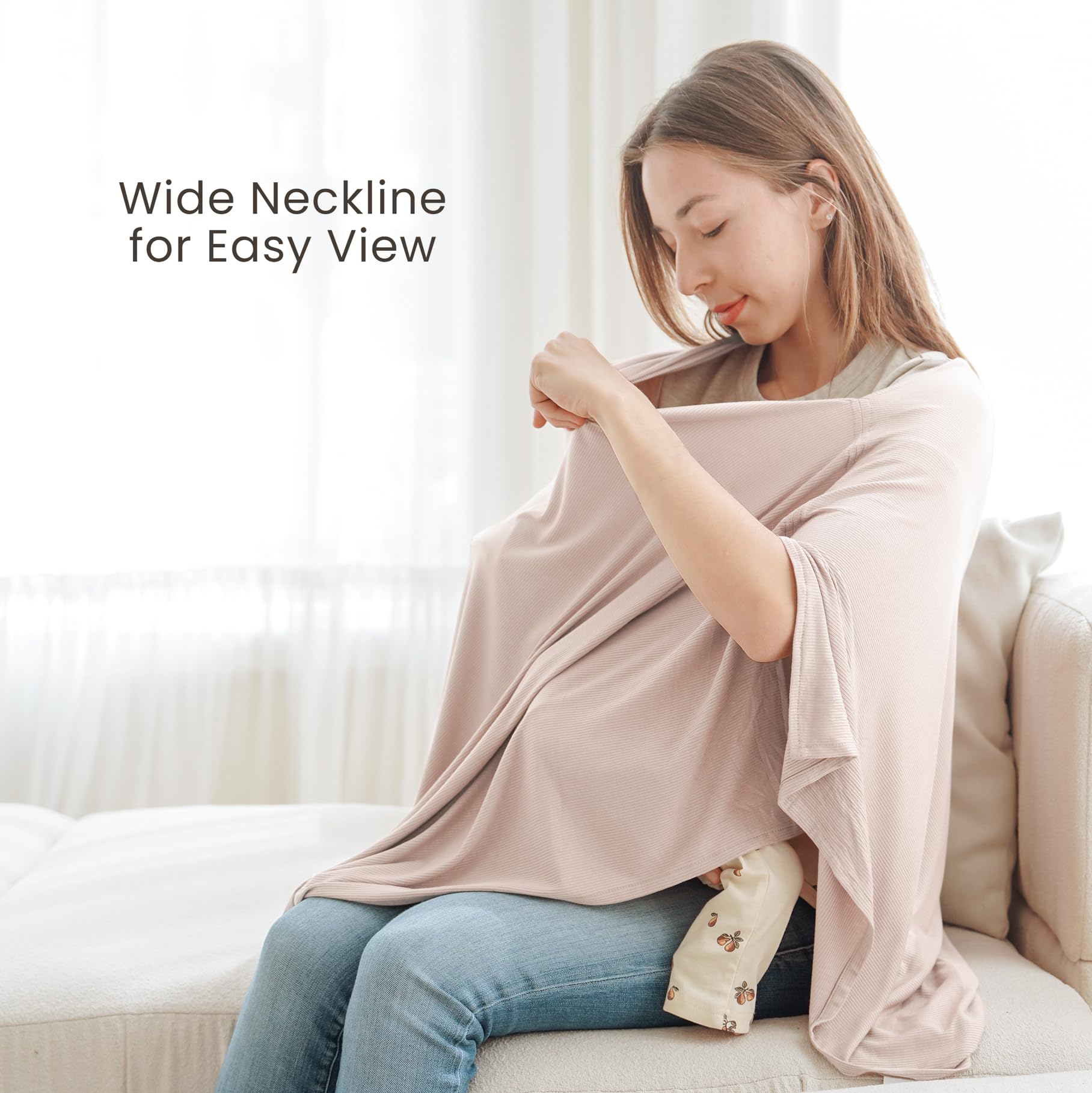 Konssy Knit Nursing Cover provides full coverage for private feeding