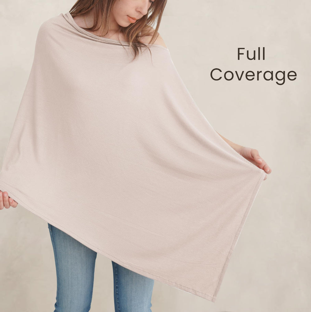 Konssy Knit Nursing Cover features gender-neutral blush beige color