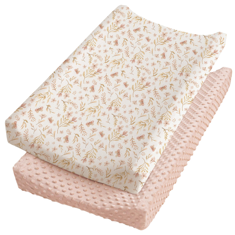 Konssy Minky dot-texture pink spring cover for comfy diaper changes.