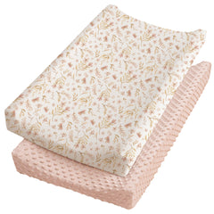 Konssy Minky dot-texture pink spring cover for comfy diaper changes.