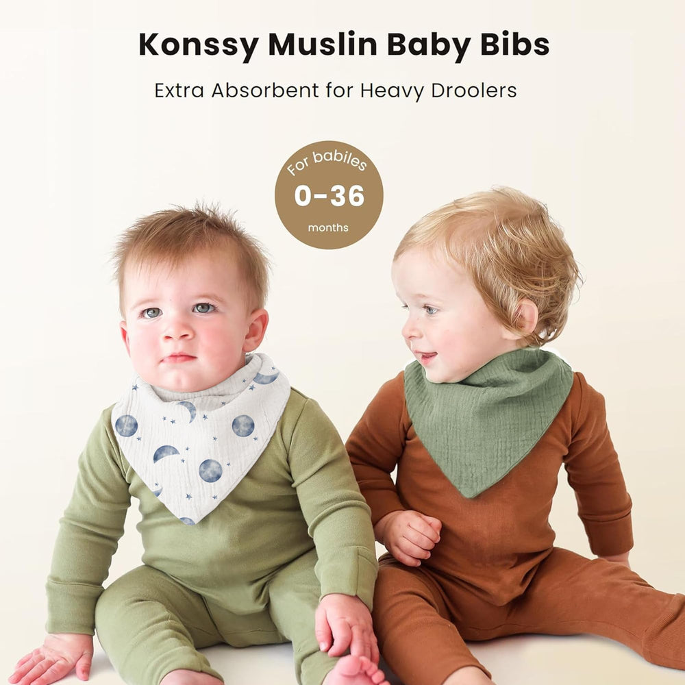 Konssy bibs with adjustable snaps for secure fit from newborn to 36 months