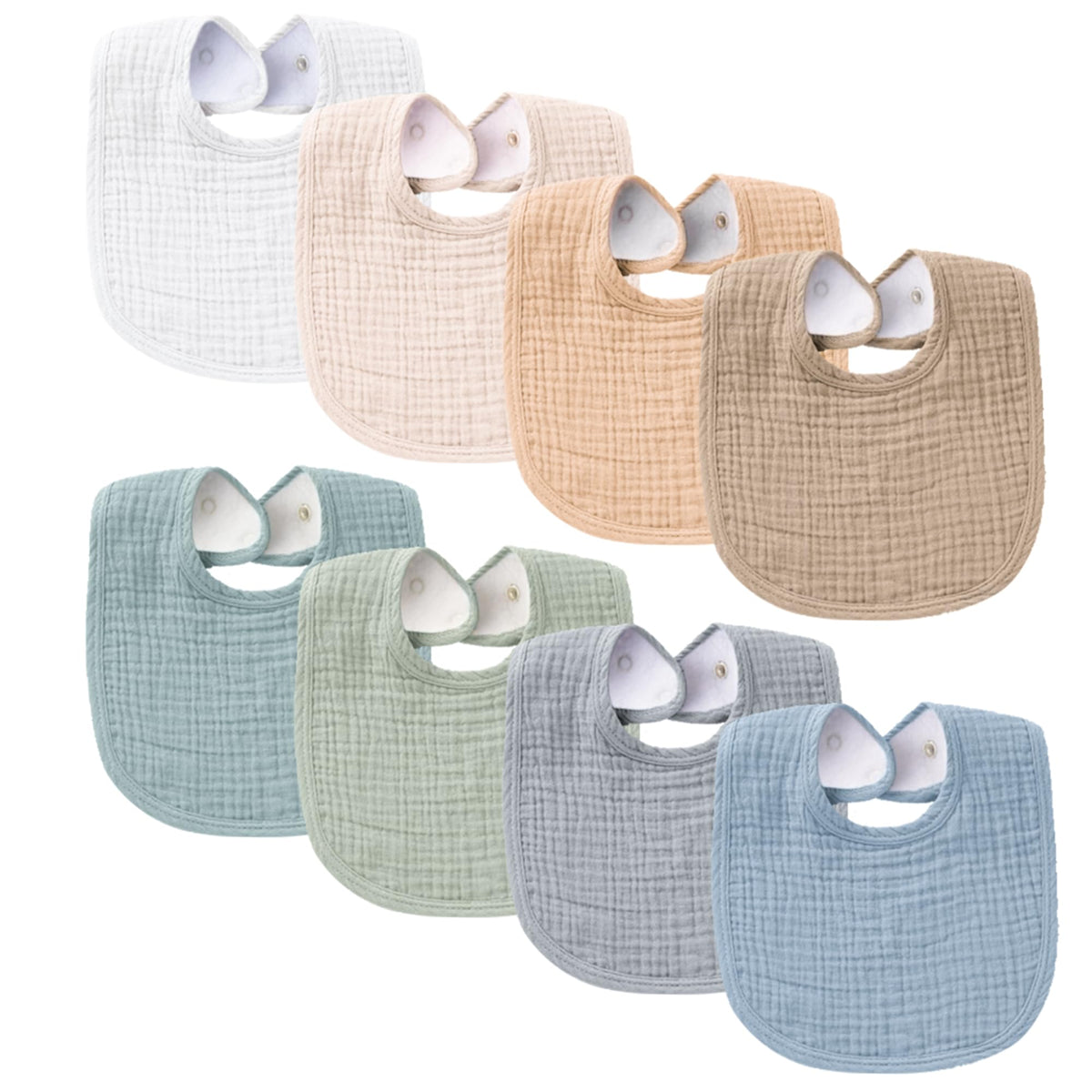 Konssy Muslin Baby Bibs showing soft front fabric for gentle touch and drool protection