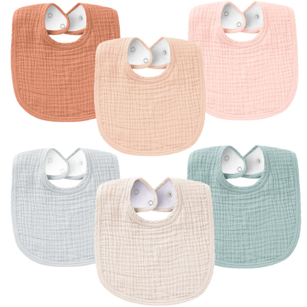 Konssy muslin baby bib front view showing soft touch and quick absorption.