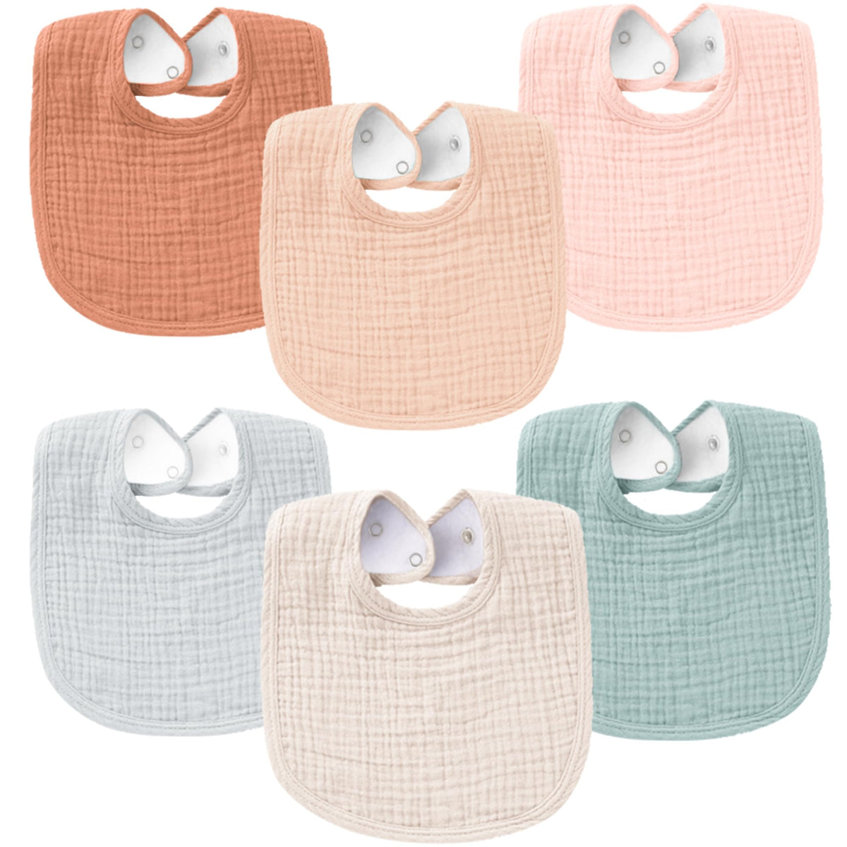Konssy muslin baby bib front view showing soft touch and quick absorption.