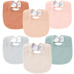 Konssy muslin baby bib front view showing soft touch and quick absorption.