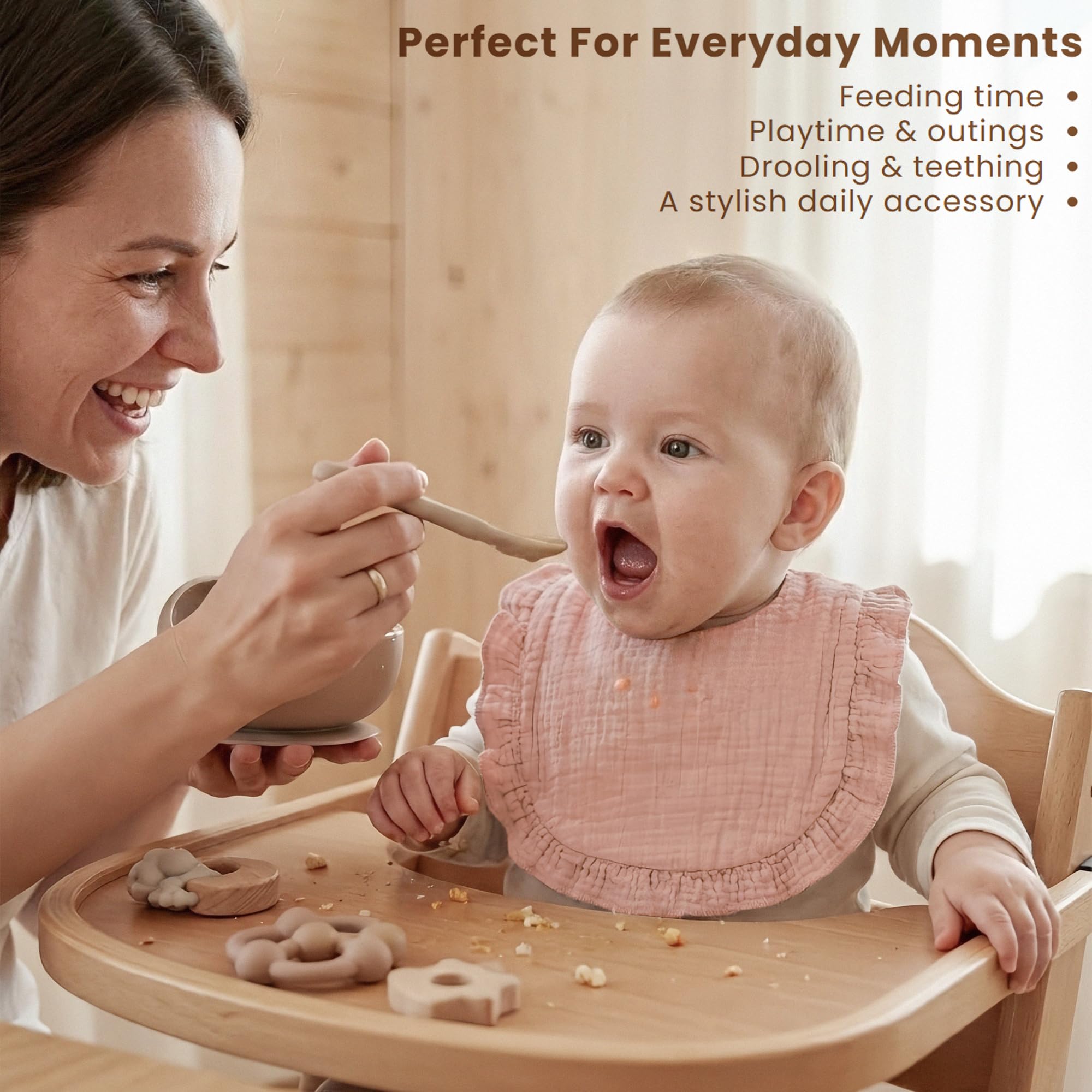 Konssy bib easy-care fabric stays soft after many washes.