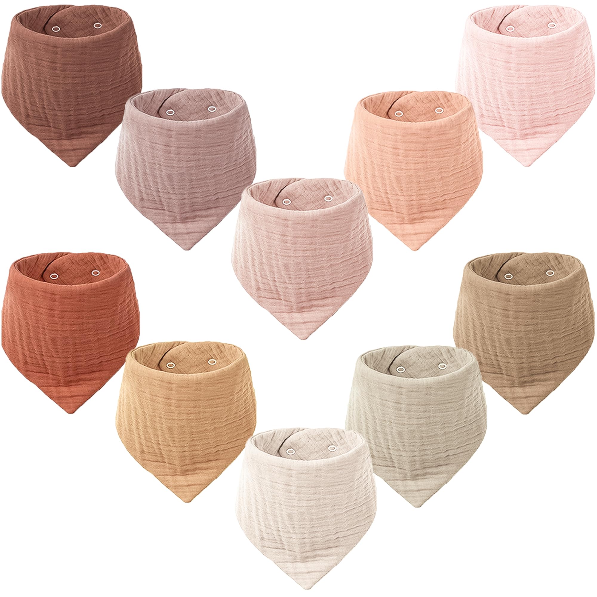 Konssy muslin baby bibs pack: ultra-soft, highly absorbent fabric for drool management.
