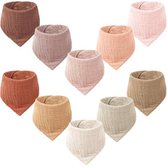 Konssy muslin baby bibs pack: ultra-soft, highly absorbent fabric for drool management.