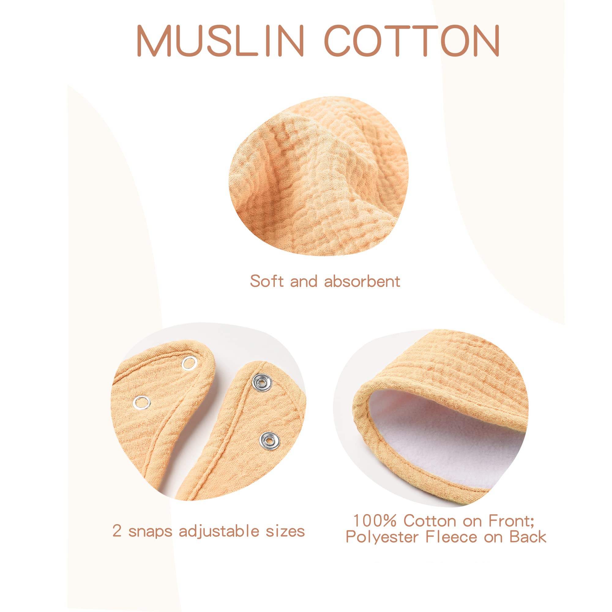 Konssy muslin baby bibs unisex-colors pair with any outfit.