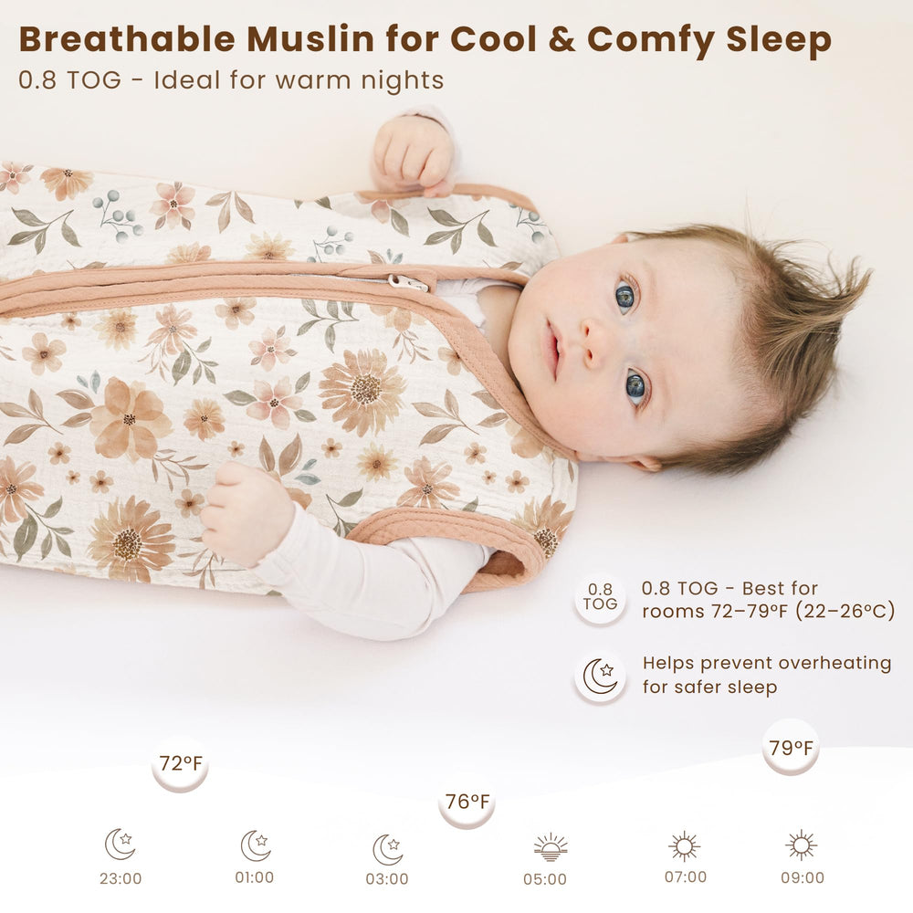 Baby wearing Konssy Sleep Sack over pajamas for added warmth