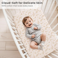 Konssy green floral bassinet sheet adds cute style while staying breathable for baby comfort.