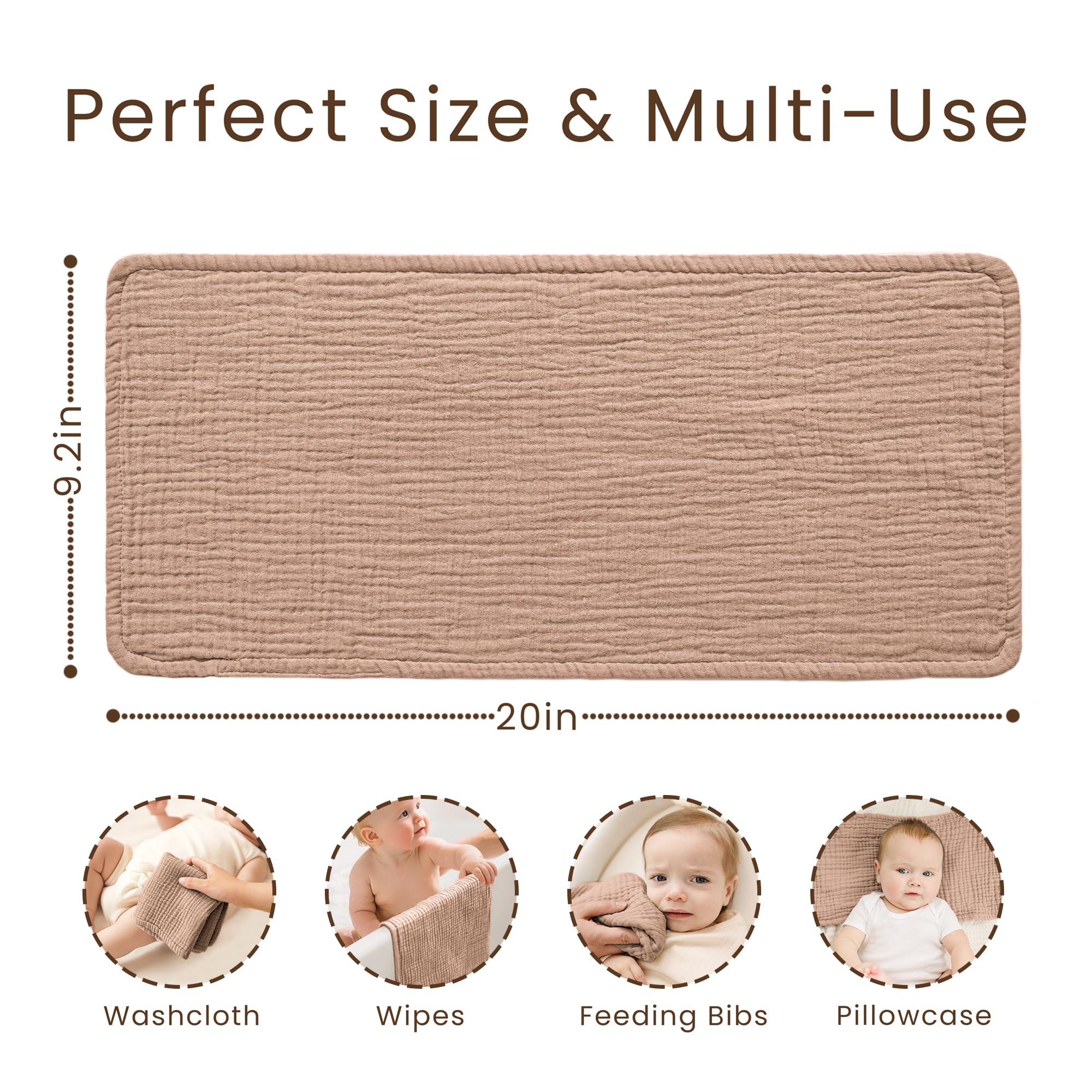 Generous-size Konssy burp cloth covers shoulders during messes.