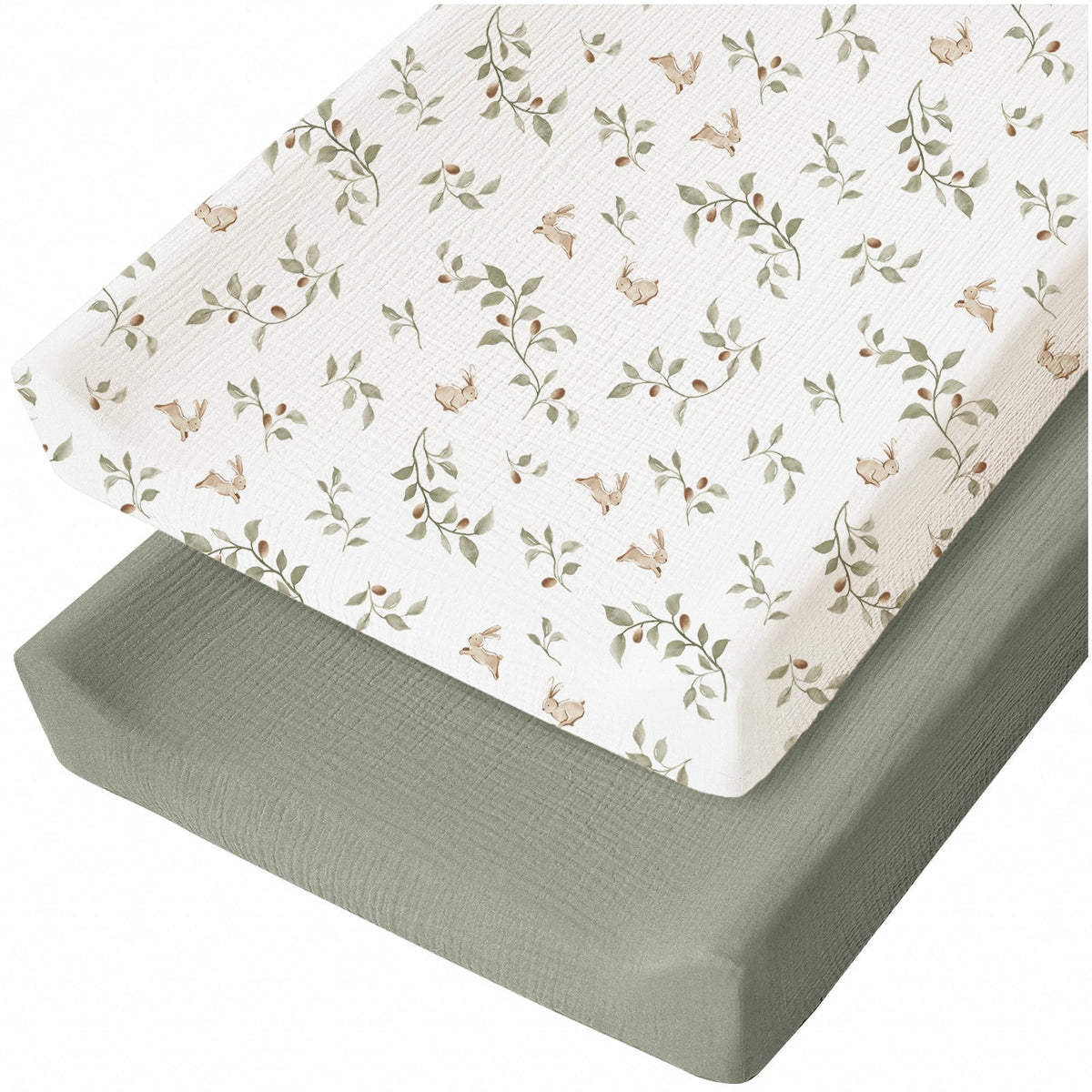 Konssy rabbit-pattern muslin changing pad cover offers a soft touch during diaper changes