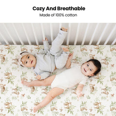 Konssy muslin crib sheet sage color for a snug crib fit.