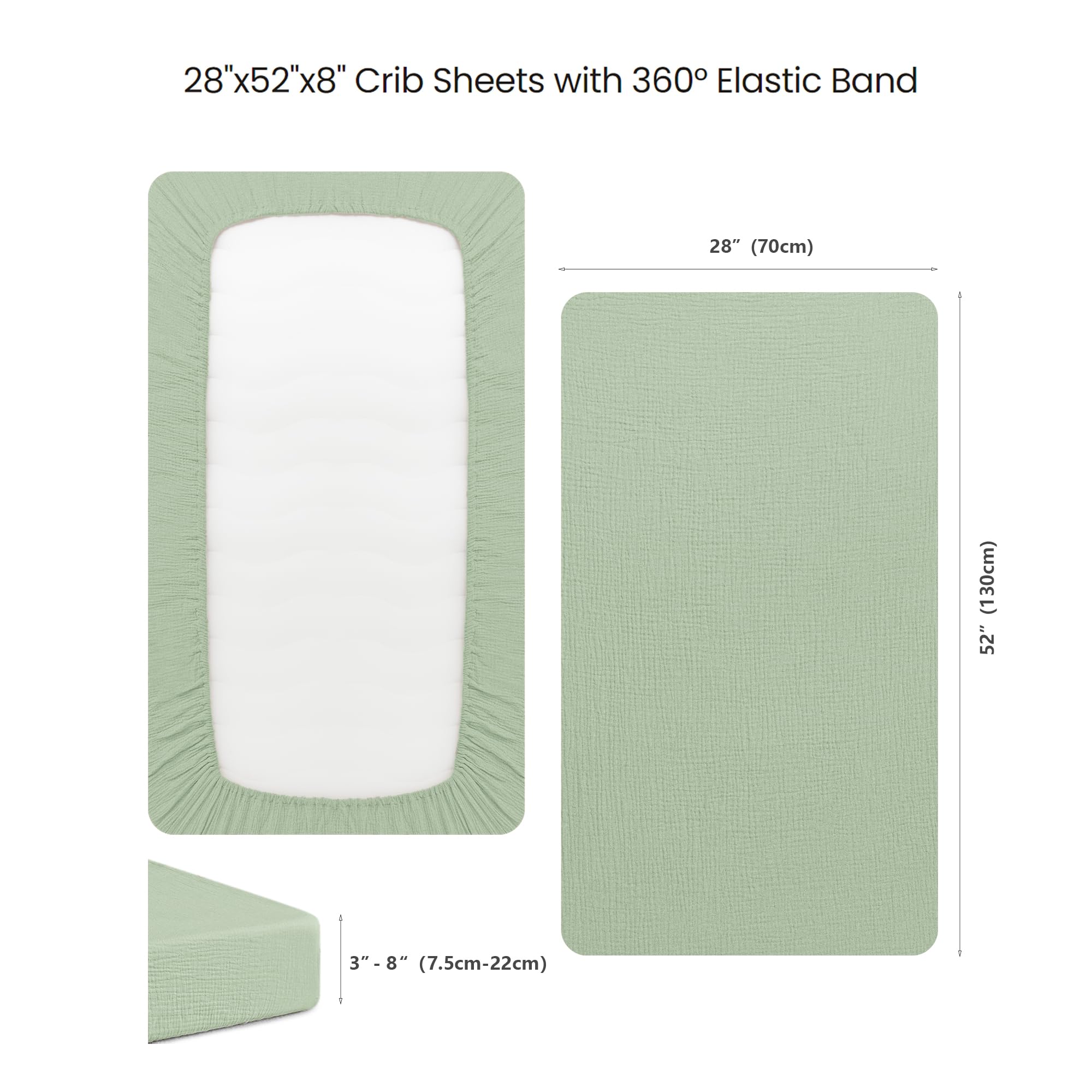 Konssy two-pack crib sheets simplify nursery changes and outfit variety.