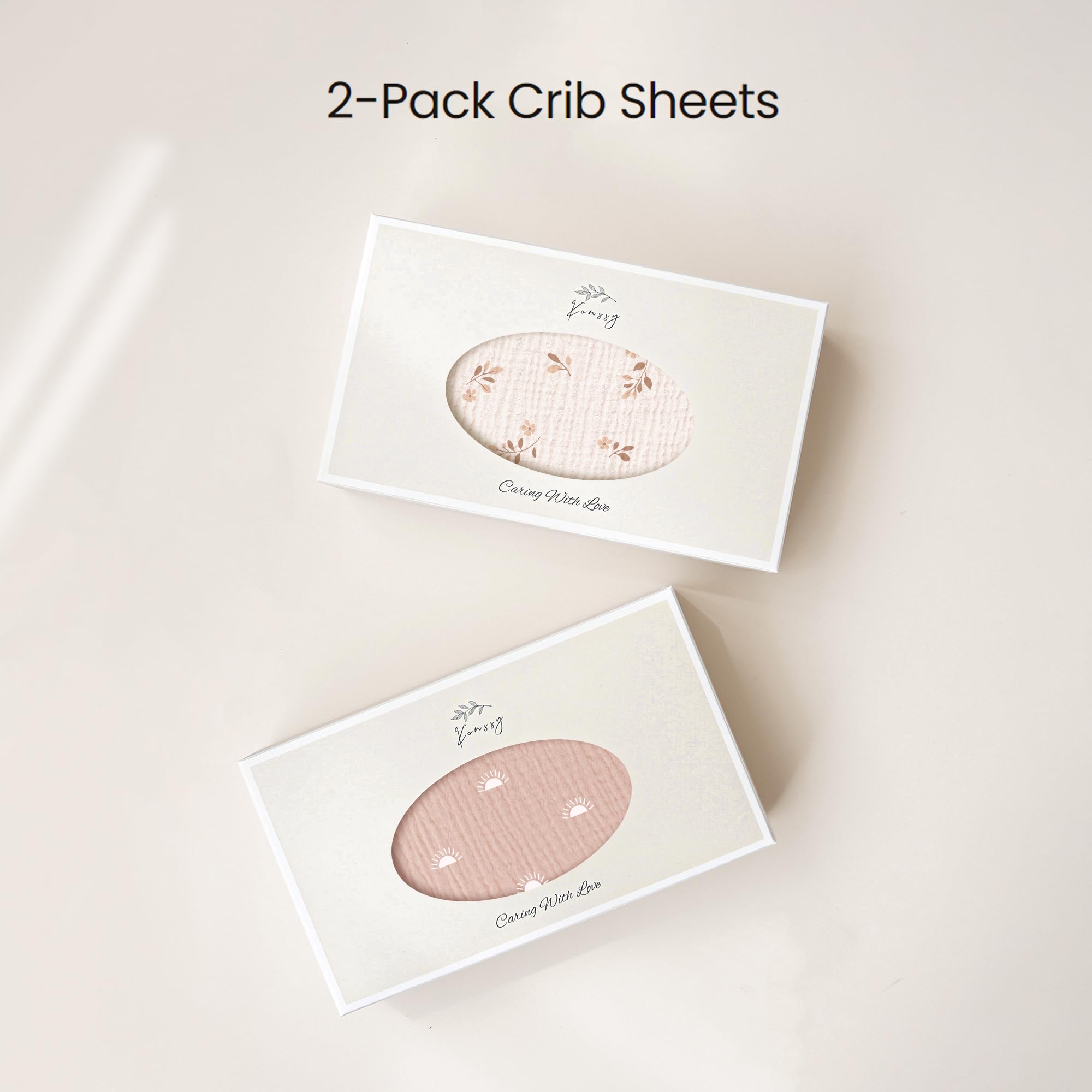 Konssy muslin crib sheets 2-pack for easy back-up sheets in nursery