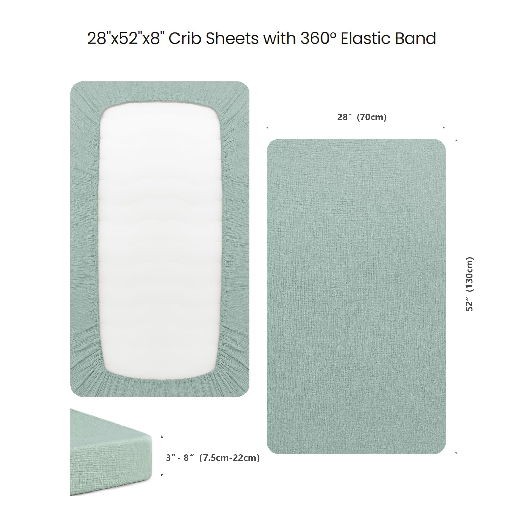 Konssy muslin crib sheets machine washable and fade-resistant.