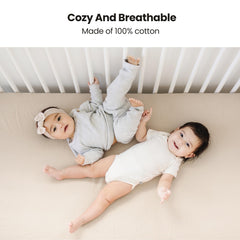 Konssy muslin crib sheets with 360-degree elastic keep them securely in place.