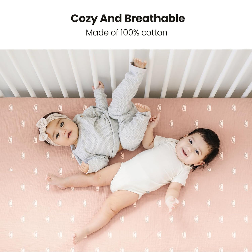 Konssy muslin crib sheets Khaki Leaf design remains vibrant after washing