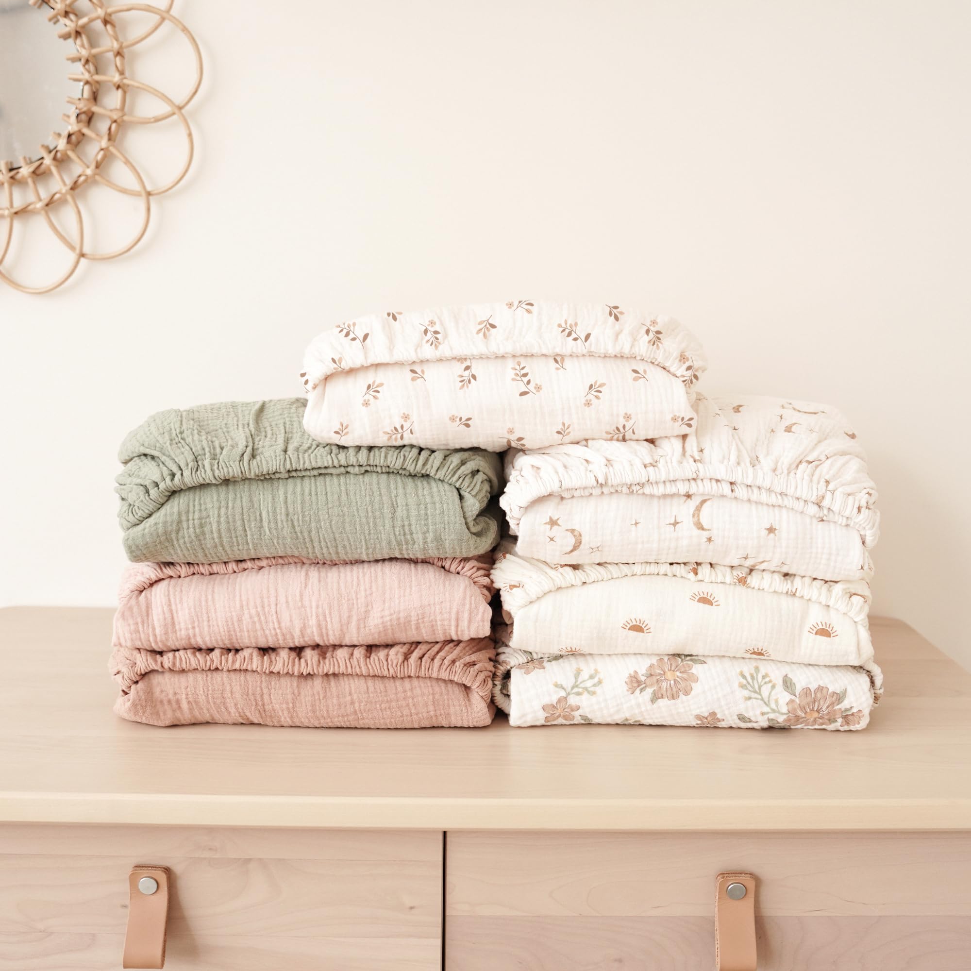 Konssy muslin crib sheets machine washable for easy care and reuse