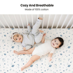 Konssy star blue crib sheets provide gentle, comfortable sleep for naps