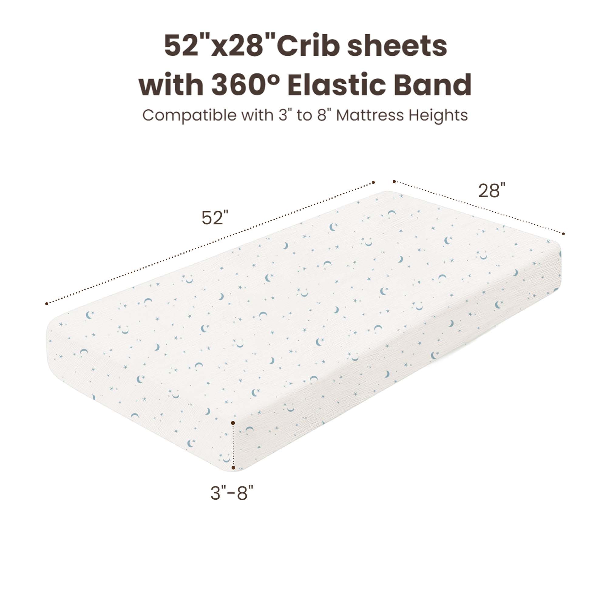 Konssy muslin crib sheets machine washable and fade-resistant quality