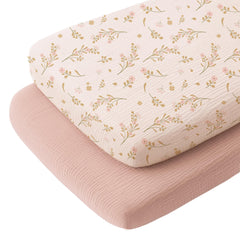 Konssy muslin fitted bassinet sheet in oval size keeps baby comfy and breathable for soft naps.