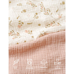 Konssy Muslin Mini Crib Sheets two-pack in use for easy rotation and clean rest