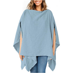 Konssy blue nursing cover provides 360° privacy during feeds.