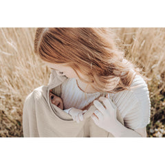Konssy muslin cover offers breathable cotton softness for mom and baby.