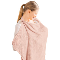 Konssy Muslin Nursing Cover showing breathable cotton and privacy for public feeding.