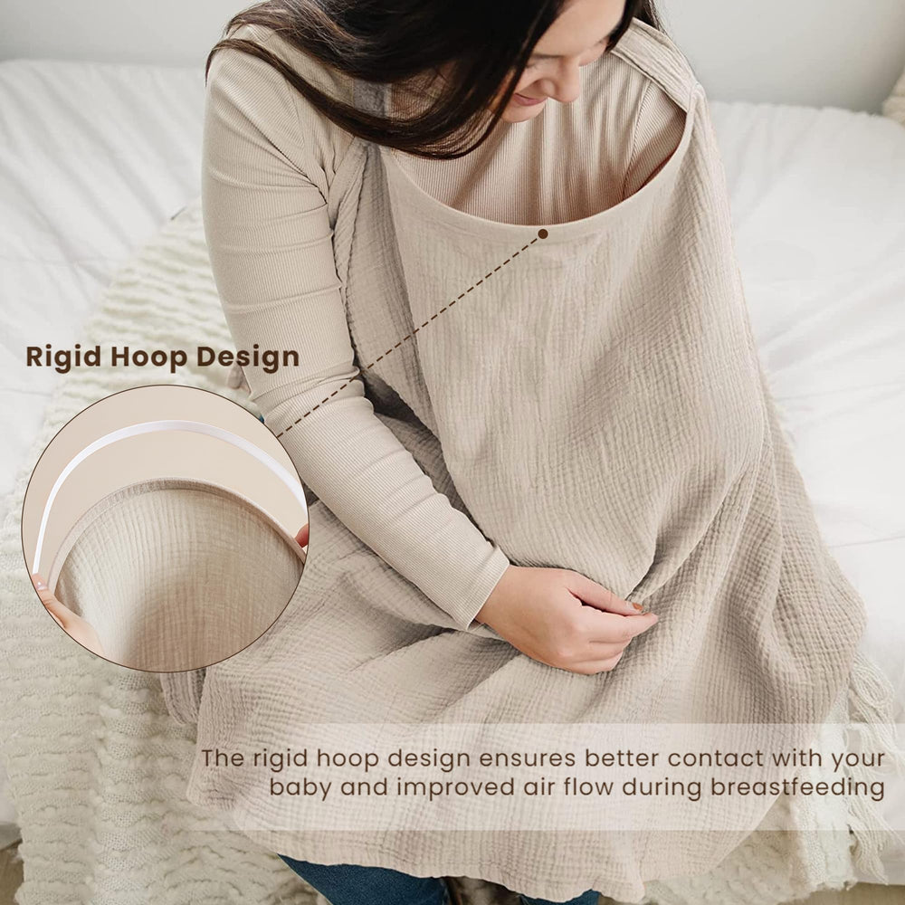 Konssy nursing cover neck strap adjustable for a comfortable, secure fit.