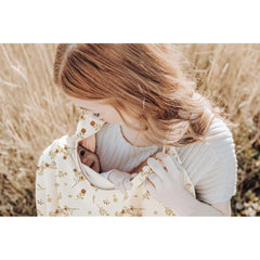 Adjustable neckline on Konssy Posy nursing cover for a secure, comfortable fit.