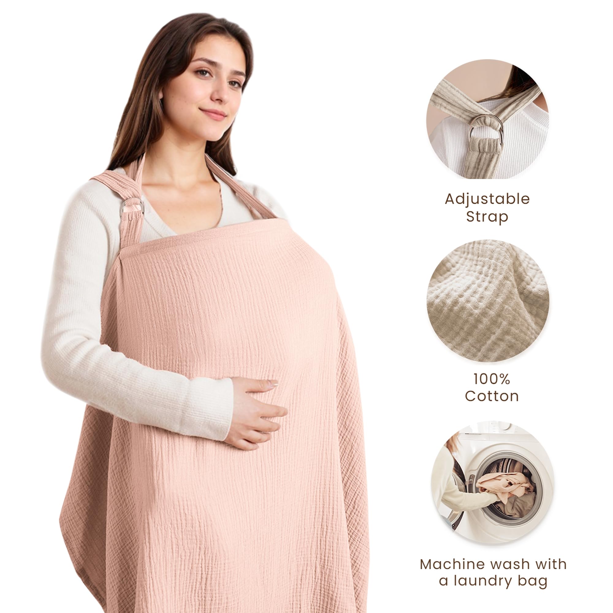 Konssy Muslin Nursing Cover with rigid hoop for clear baby sightline.