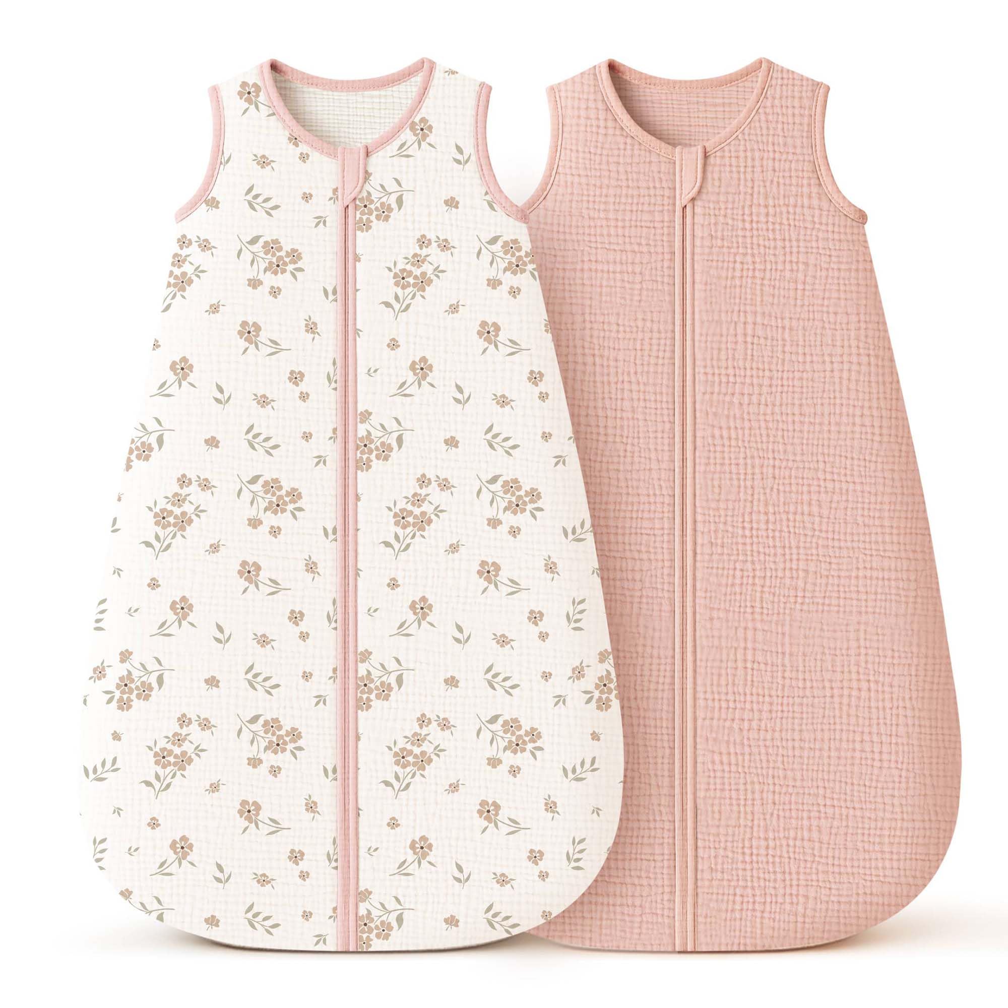Konssy muslin sleep sack fabric close-up showing breathable double-layer cotton.