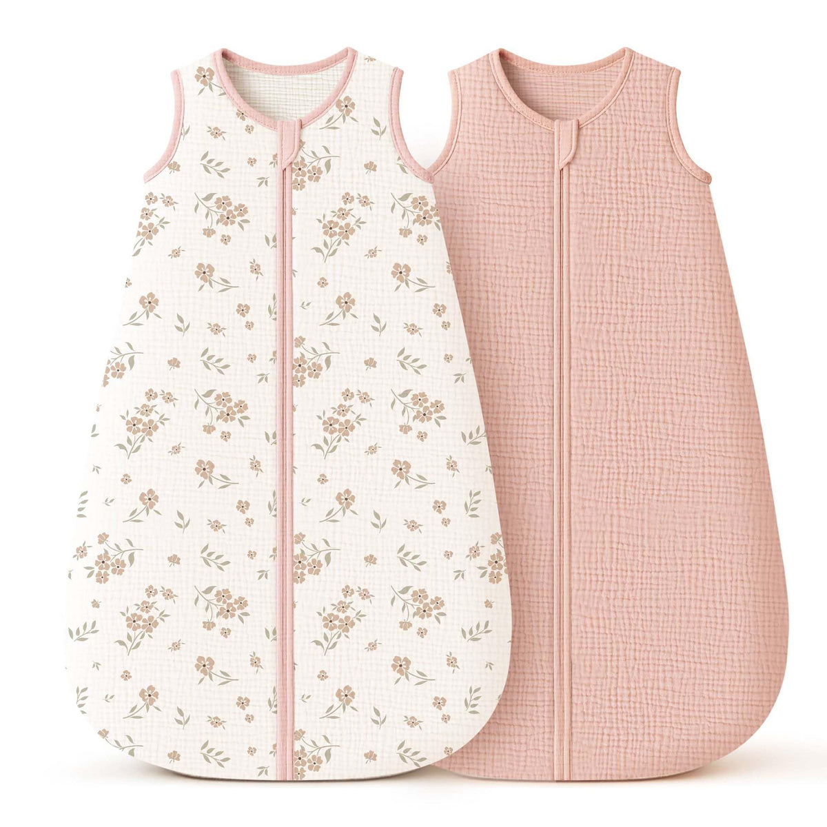 Konssy muslin sleep sack fabric close-up showing breathable double-layer cotton.