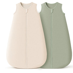 Konssy Muslin Sleep Sack in cream with double-layer cotton for breathable comfort.