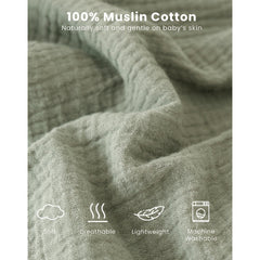 Konssy Muslin Sleep Sack Fog Green, lightweight warmth for naps and evenings.