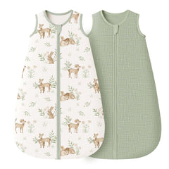 Konssy muslin sleep sack woodland pattern in soft cotton for cozy nights