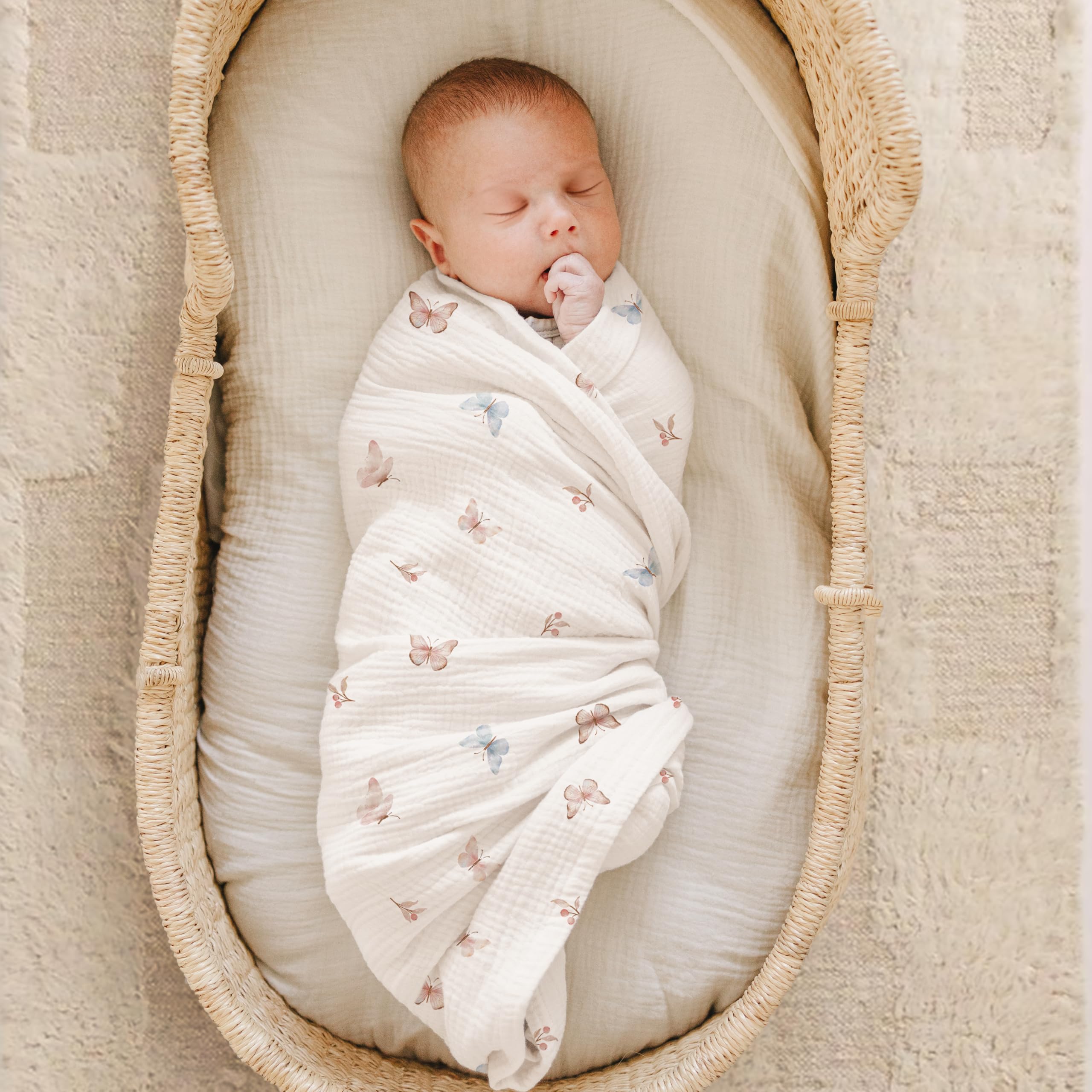 Konssy muslin swaddle blanket 47x47 inches for secure wrapping