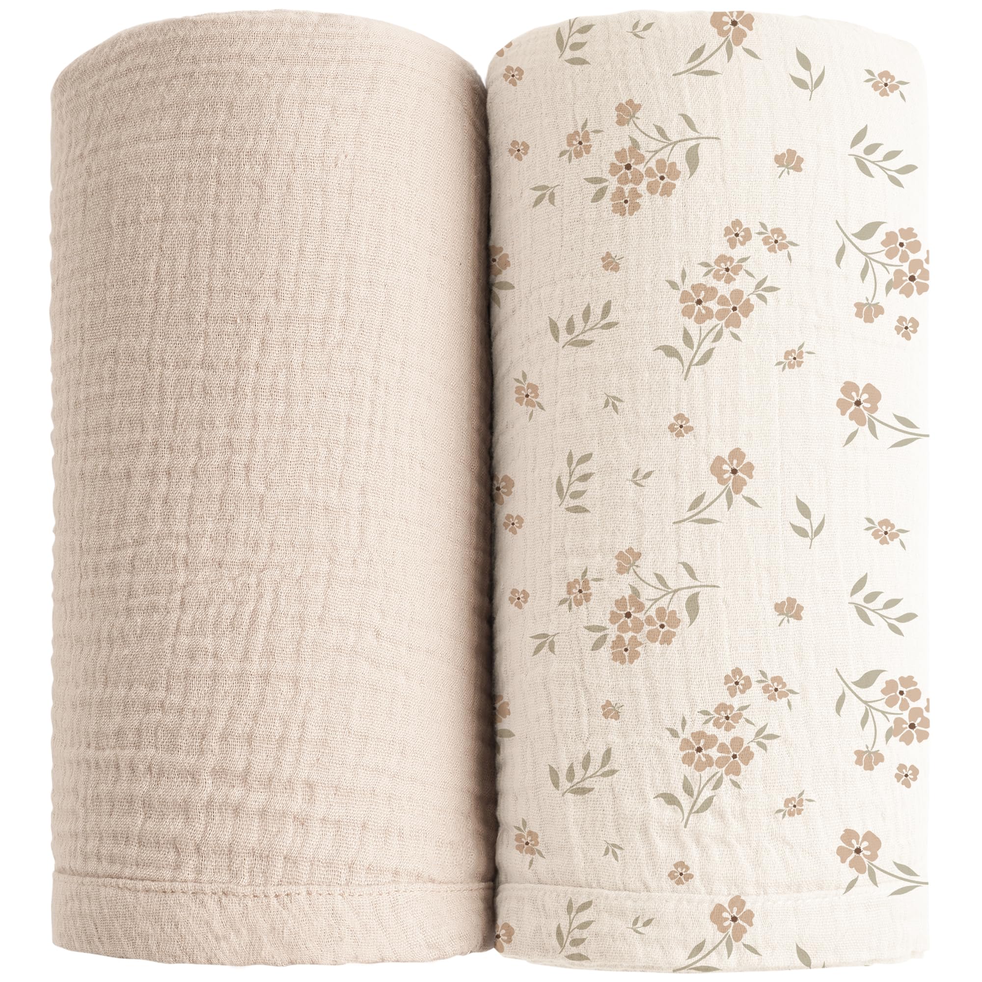 Konssy muslin swaddle blanket in soft cream for newborns, breathable and gentle.