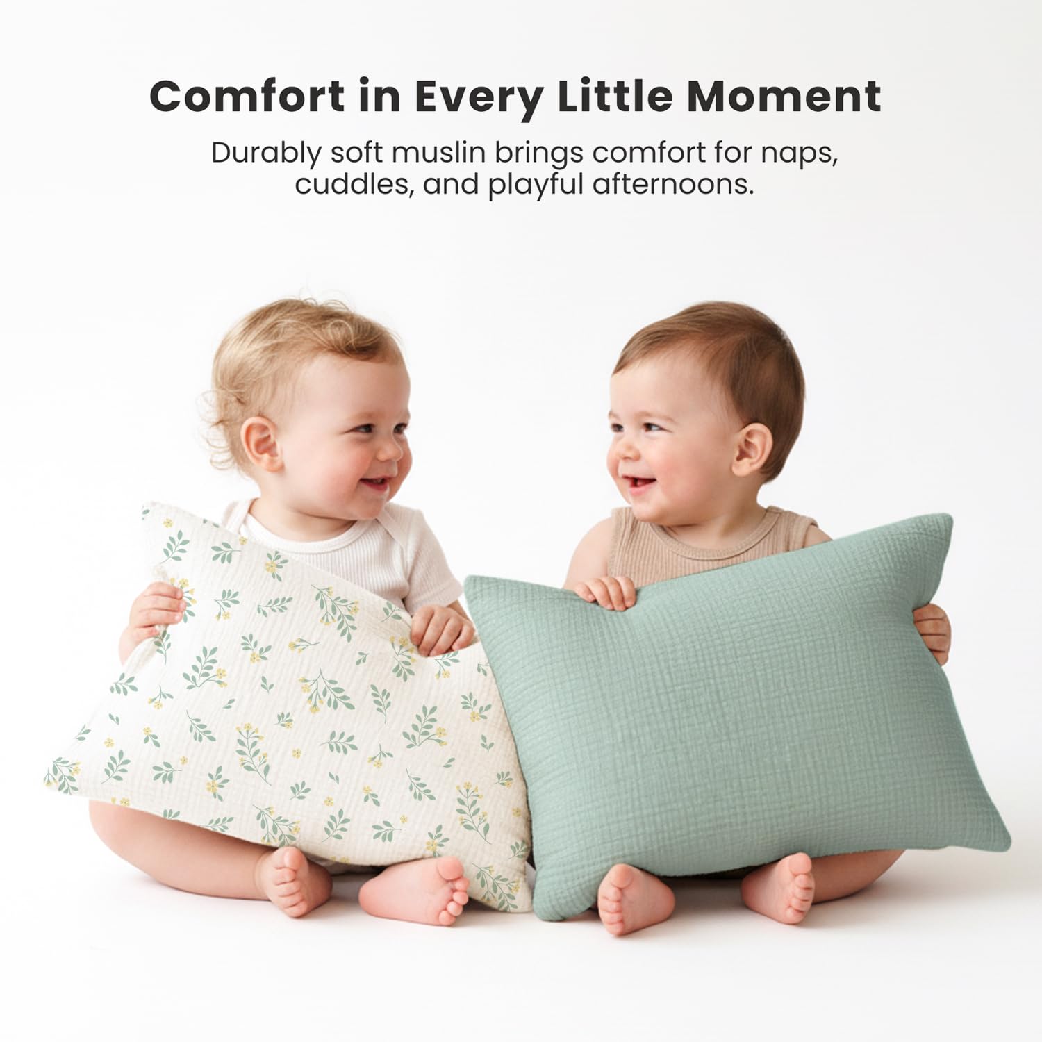 Konssy 100% cotton muslin pillowcase for breathable skin-friendly sleep