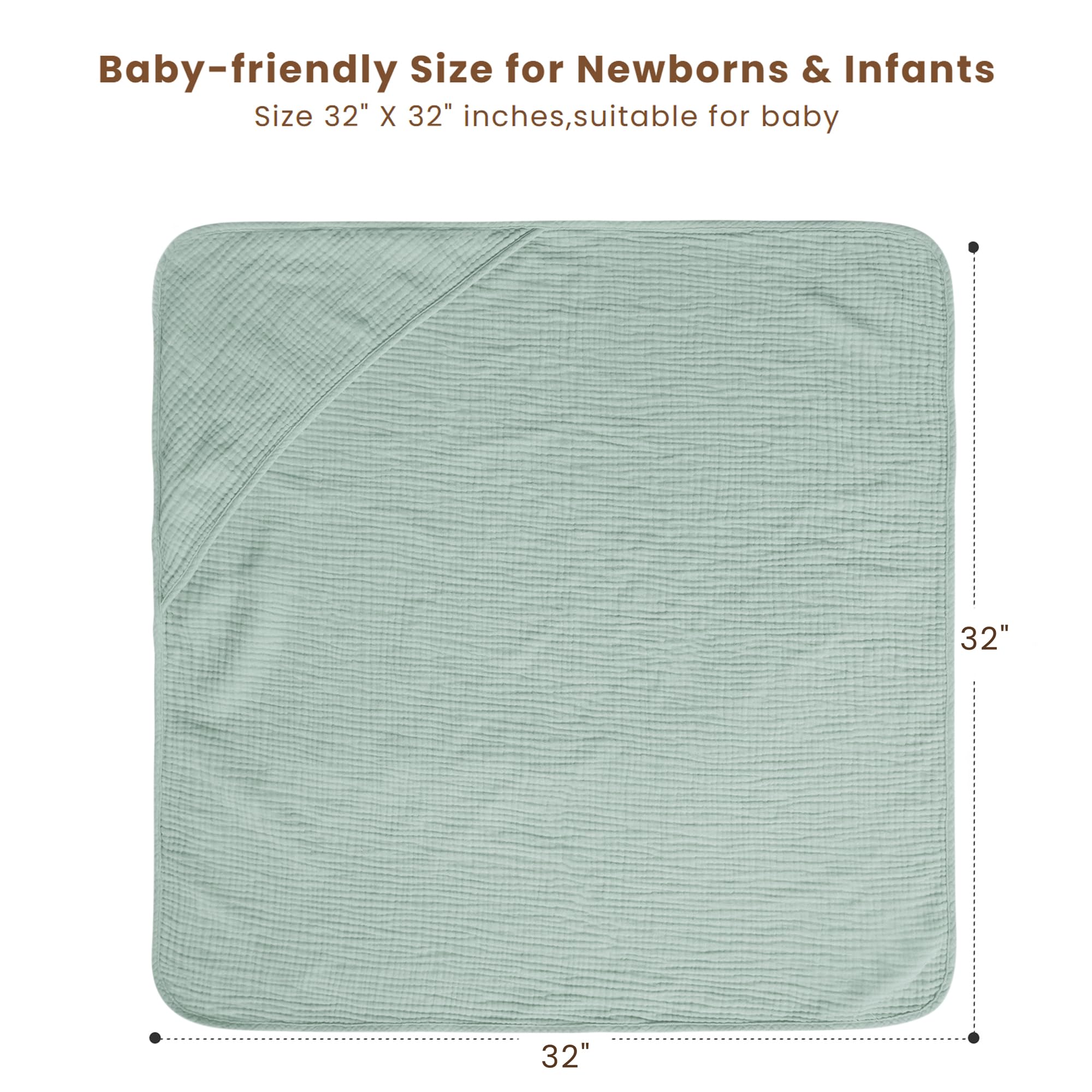 Konssy muslin towel keeps little ones warm and dry hair after baths