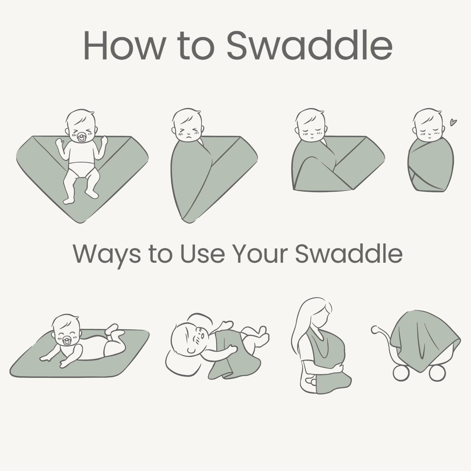 Konssy newborn swaddle 30x30 inches fits 0-3 months.