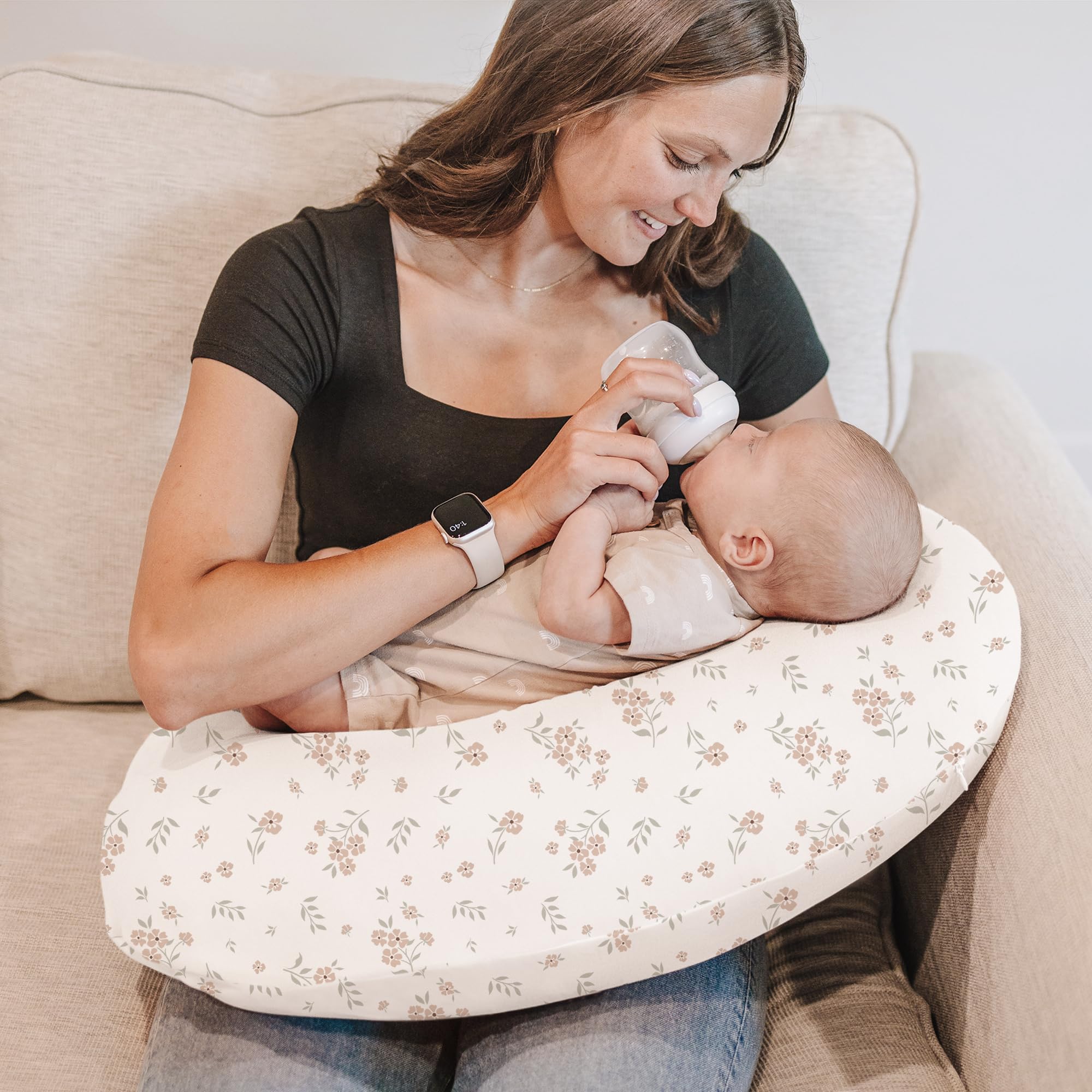 Konssy two-pack nursing pillow cover set for easy rotation and busy parents.
