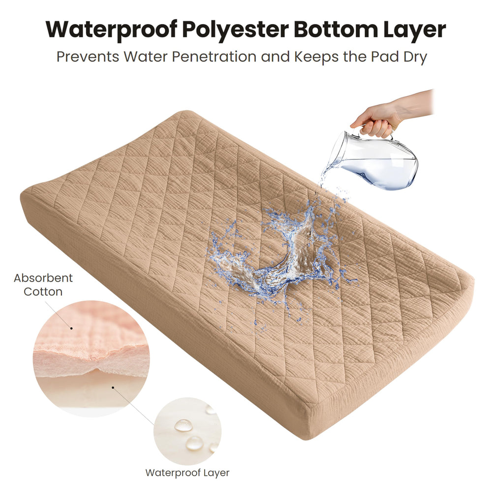 Konssy quilted cotton top layer provides gentle contact during diaper changes.